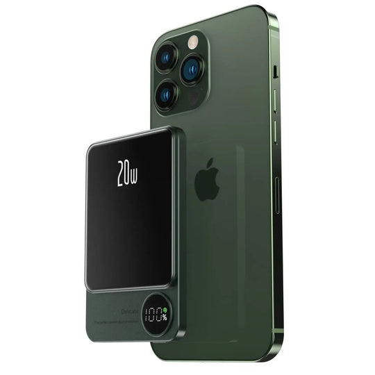 MagBoost | Kompakte Powerbank – Drahtloses & Kabelgebundenes Schnellladen Grün 5000 mAh Decorique.de