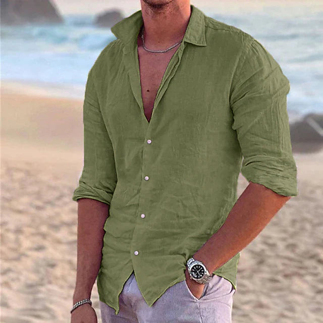 Marcello | Luftiges Leinenhemd | Herren Grün Decorique.de