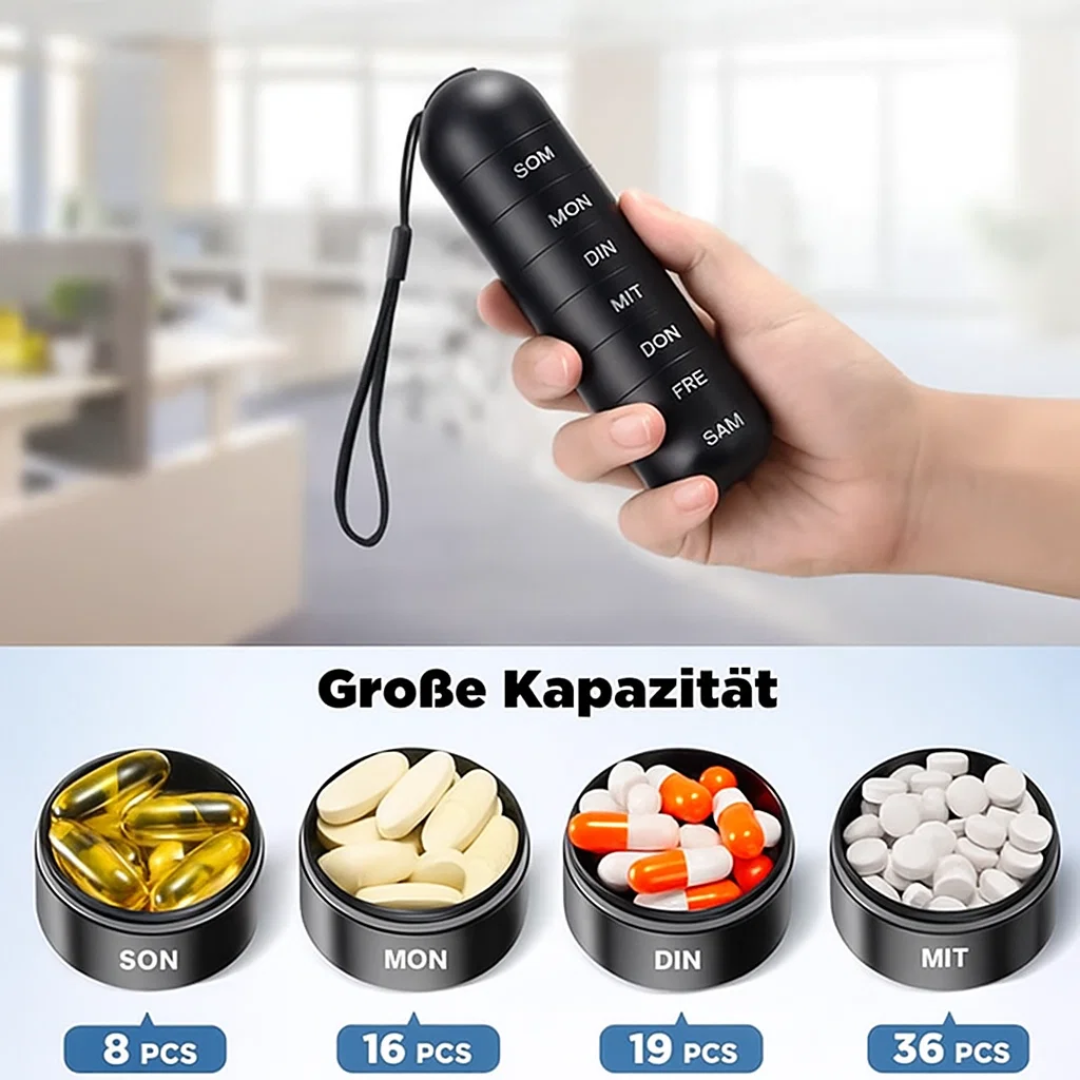 MediCase | Kompakter 7-Tage-Pillenorganizer aus Aluminium Decorique.de