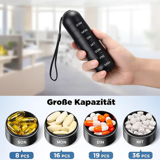 MediCase | Kompakter 7-Tage-Pillenorganizer aus Aluminium Decorique.de