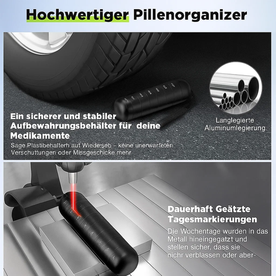 MediCase | Kompakter 7-Tage-Pillenorganizer aus Aluminium Decorique.de