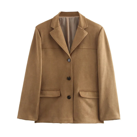 Meliora | Damen Vintage Wildlederjacke – Elegant & Warm Braun Decorique.de