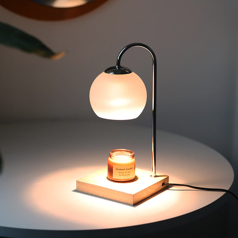 MeltSphere | Runde Tischlampe aus Holz & Glas Decorique.de