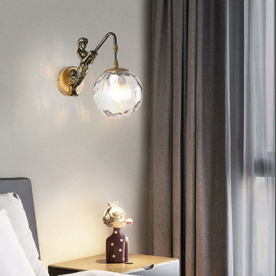 MerLight | Vintage Meerjungfrau-Wandleuchte mit Glaskugel Decorique.de