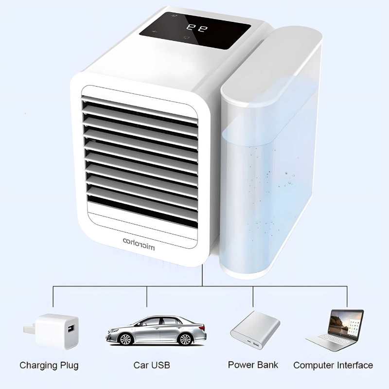 MicroCool | Mini-Klimagerät Tragbarer Verdunstungs-Sumpfkühler mit 1000ml Wassertank