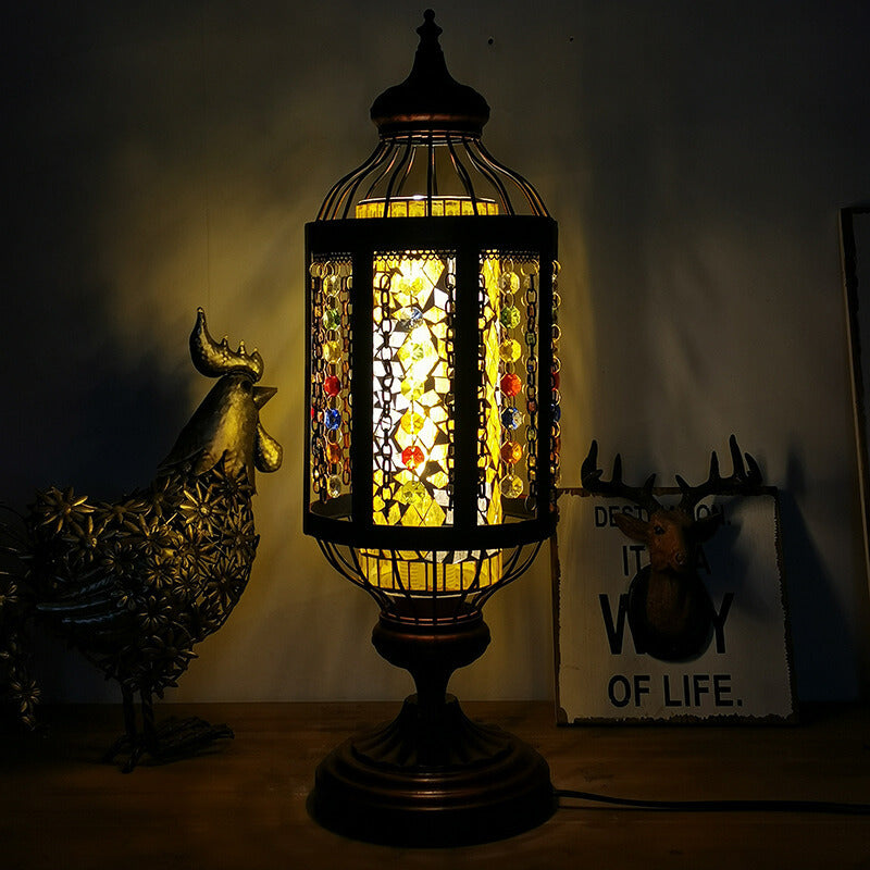 MosaicGlow | Vintage Türkische Buntglas Laterne 1-Licht Tischlampe 230V Gelb Decorique.de