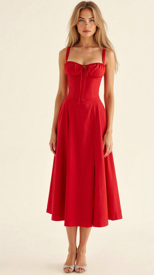 Leona | Elegantes Midikleid mit Figurbetonter Korsettform | Damen