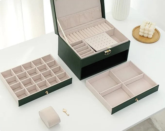 LuxeCase | Leather Jewellery Box – Multi-Layer Elegant Design