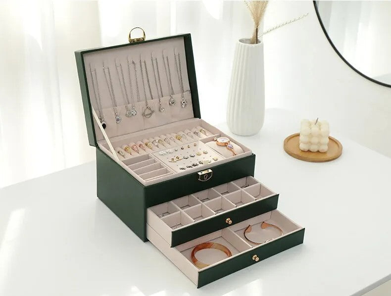 LuxeCase | Leather Jewellery Box – Multi-Layer Elegant Design