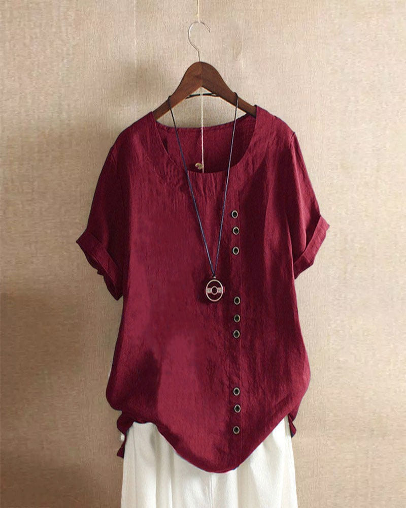 Nalea | Bluse Kurzarm stilvoll Bordeaux Decorique.de