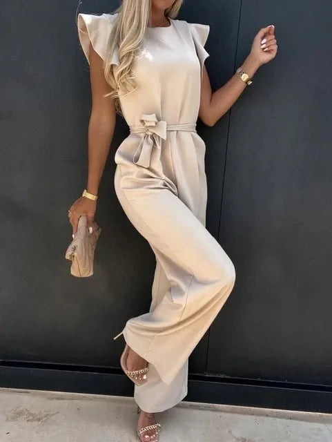 Naomi | Eleganter Jumpsuit mit Raffinierten Ärmeln | Damen Aprikose Decorique.de