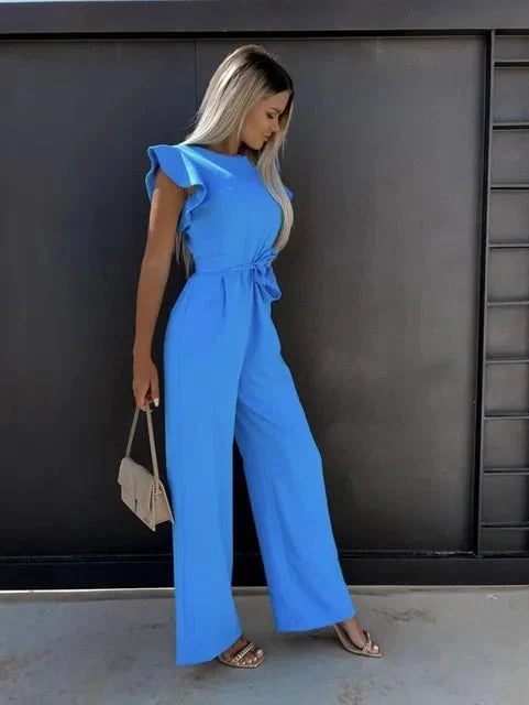 Naomi | Eleganter Jumpsuit mit Raffinierten Ärmeln | Damen Blau Decorique.de