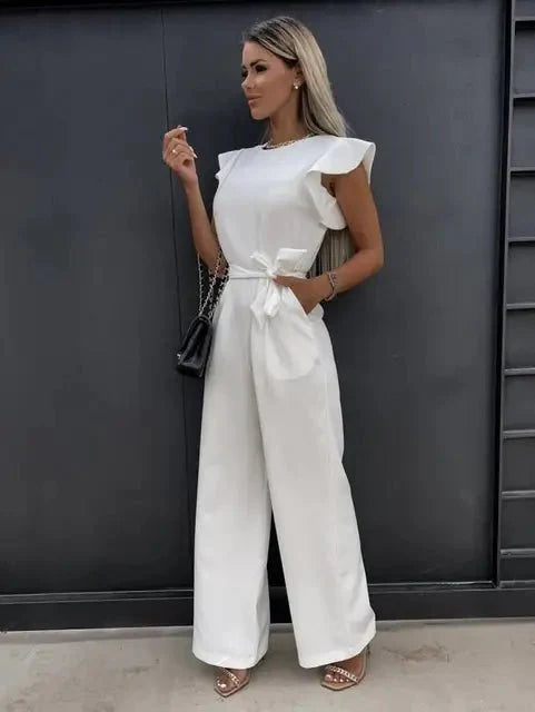 Naomi | Eleganter Jumpsuit mit Raffinierten Ärmeln | Damen Weiß Decorique.de