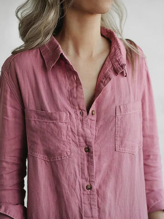 Nina | Damen Jumpsuit Eleganter Langarm-Stil im Leinen-Baumwoll-Mix Decorique.de