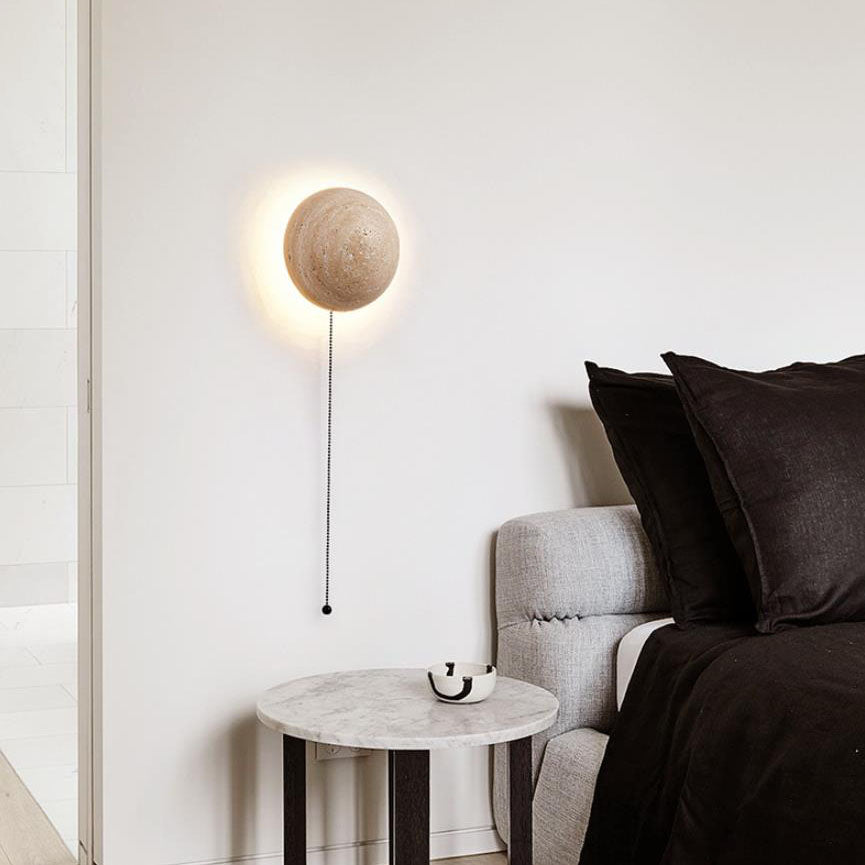 NokoStone | Handgefertigte Wandlampe im Zen-Stil Mit Zugdrahtschalter Neutrales Licht (4000K) 230V Decorique.de