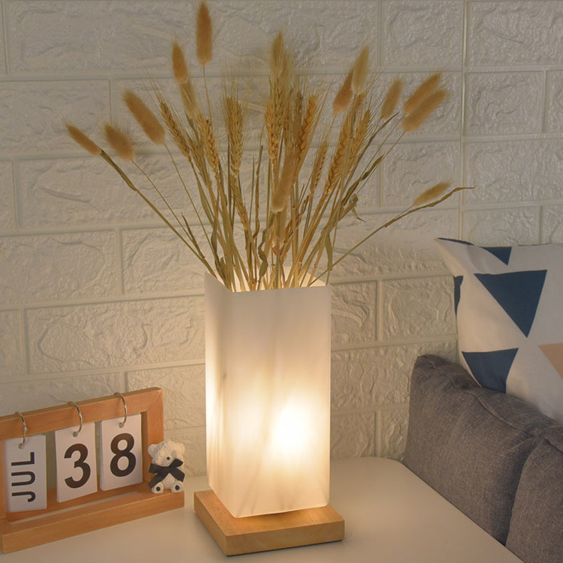 NordLumen | Skandi Zylinderlampe aus Holz & Glas A & Rechteckig Warmes Licht (3000K) Decorique.de