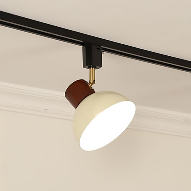 NordRail | Verstellbare Deckenleuchte aus Holz & Eisen 1 Licht - Ohne Schiene Brauner & Beiger Lampenschirm + Schwarze Schiene 230V Decorique.de