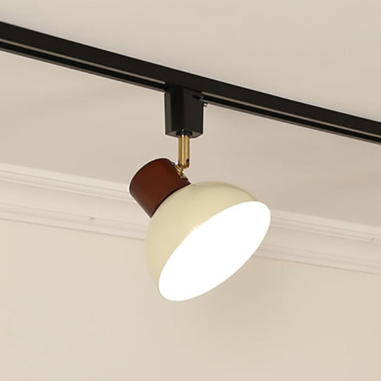 NordRail | Verstellbare Deckenleuchte aus Holz & Eisen 1 Licht - Ohne Schiene Brauner & Beiger Lampenschirm + Schwarze Schiene 230V Decorique.de