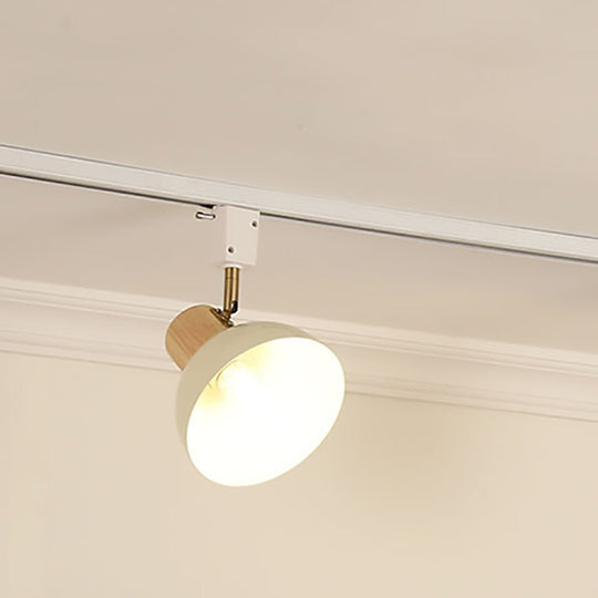 NordRail | Verstellbare Deckenleuchte aus Holz & Eisen 1 Licht - Ohne Schiene Holzfarbe & Beiger Lampenschirm + Weiße Schiene 230V Decorique.de