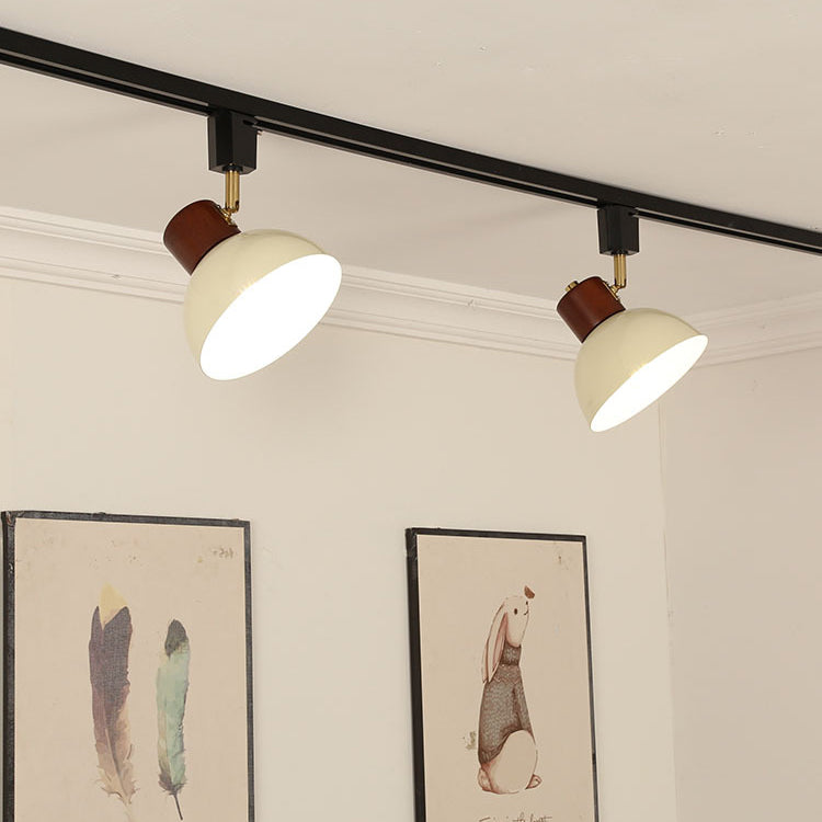 NordRail | Verstellbare Deckenleuchte aus Holz & Eisen 2 Lichter + 39.37" 100cm Schiene Brauner & Beiger Lampenschirm + Schwarze Schiene 230V Decorique.de