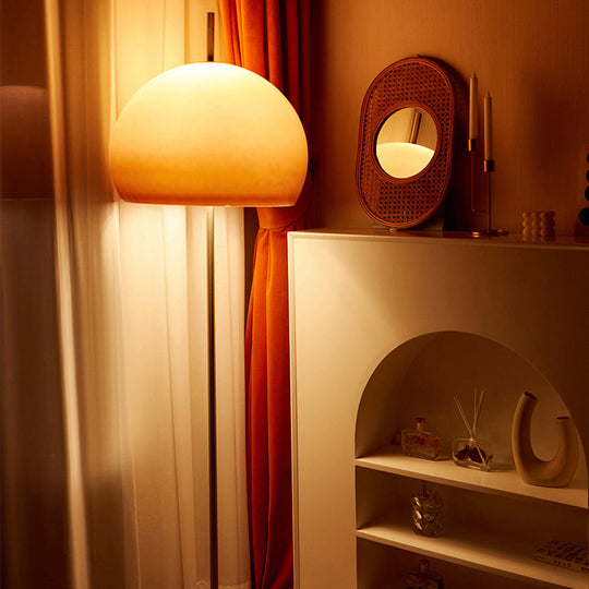 NostalgiaGlow | Zeitgenössische Retro-Pilz-Hardware-Glas 2-Licht Stehlampe für das Wohnzimmer Braun 230V Decorique.de