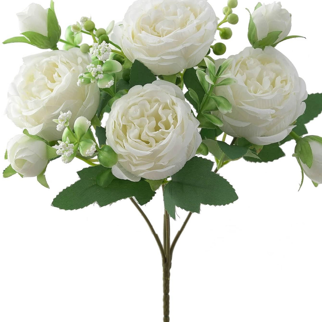 NovaRose | Kunstrosen 5 Köpfe – Vielseitige Tischdeko Weiß Decorique.de