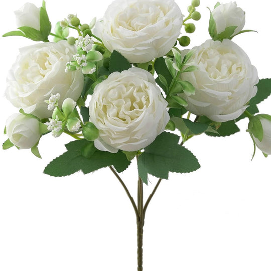 NovaRose | Kunstrosen 5 Köpfe – Vielseitige Tischdeko Weiß Decorique.de