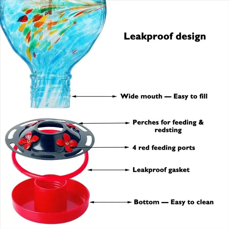 OceanNest | Handgefertigter Glas-Hängender Vogelfutterspender Decorique.de