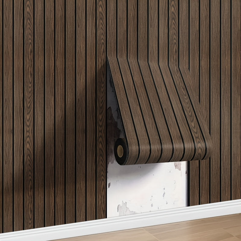 PanelWood | Holzmaserung 3D Paneele – Zuschneidbar & nahtlos Dunkelbraunes Holz 1 Rolle (40cm*300cm) Decorique.de