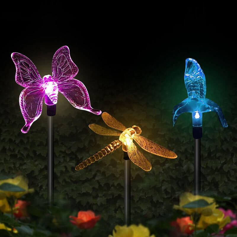 PathWings | Solar Kolibri Schmetterling Libelle Außenhof LED Boden Einbau Weg Licht Kolibri + Schmetterling + Libelle Decorique.de