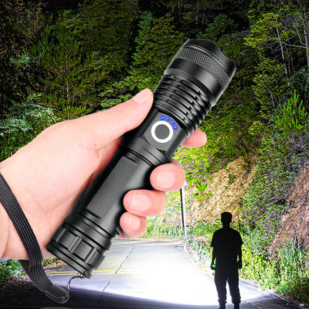 TorchMax | Super Helles LED-Taktik-Taschenlampe Wiederaufladbar 100000 Lumen