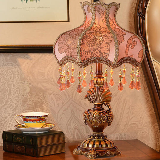 PeachLuxe | Europäische Stofflampe mit Charme Druckknopfschalter 230V Decorique.de