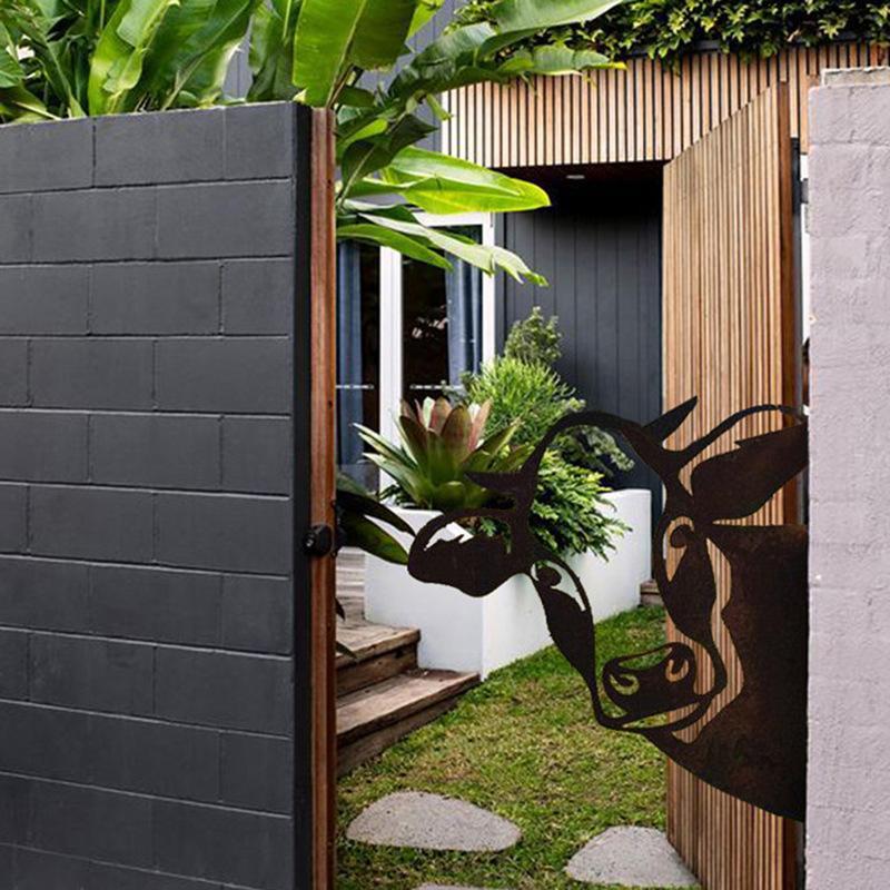 PeekCow | Metallkunstwerk für den Garten Kuh Decorique.de
