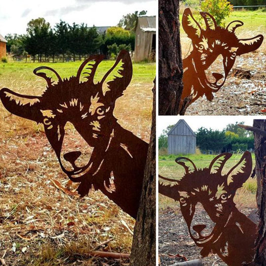 PeekCow | Metallkunstwerk für den Garten Ziege Decorique.de