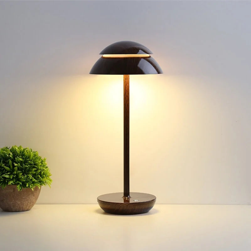 PillarLight | Kabellose und Touch-aktivierte Tischlampe Walnuss Decorique.de