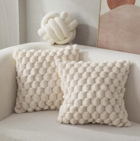 PillowCloud | Weiches Kissen mit flauschigem Kissenbezug Weiß-Beige Decorique.de