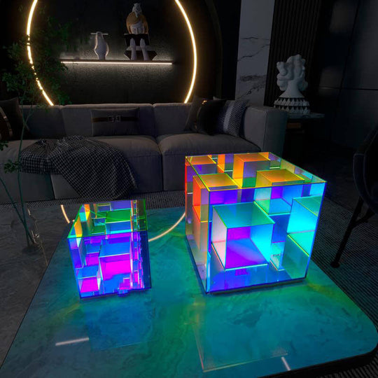 PixelGlow | Moderne Acryl RGB Linie Rubik's Cube LED Tischlampe Decorique.de