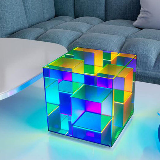 PixelGlow | Moderne Acryl RGB Linie Rubik's Cube LED Tischlampe Klein 230V Decorique.de