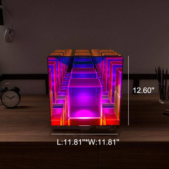 PixelGlow | Moderne Acryl RGB Linie Rubik's Cube LED Tischlampe Decorique.de