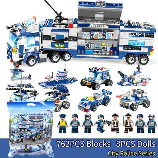 BlockForce | 8-in-1 Polizei LKW – SWAT Bauklötze für Kinder