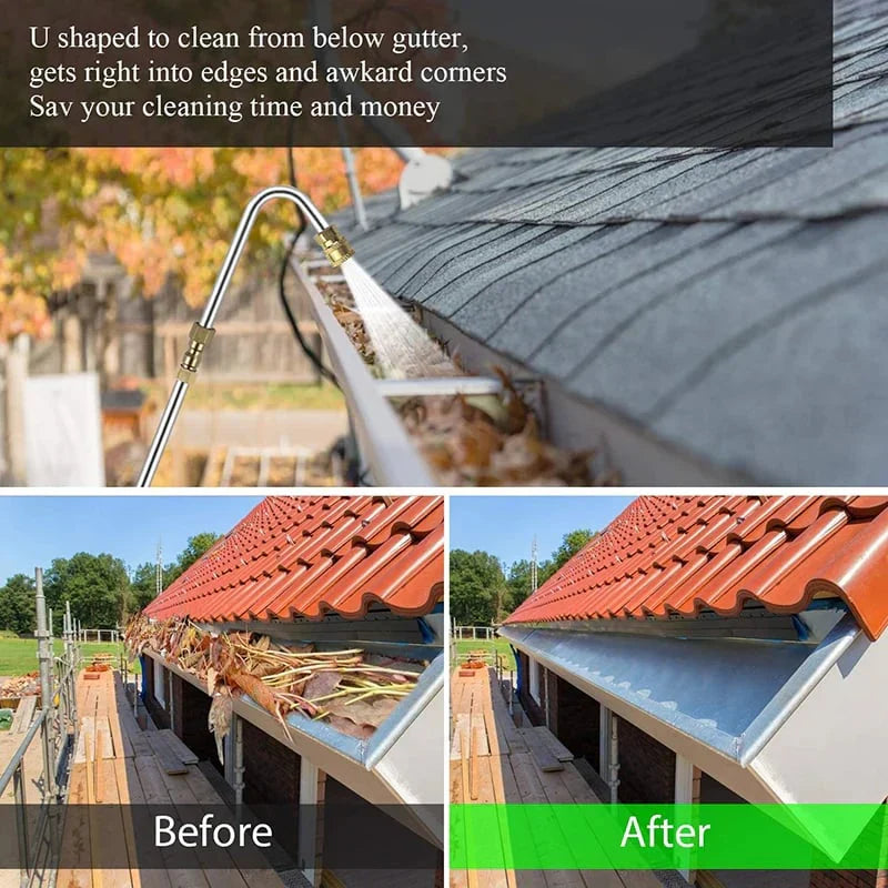 PowerWash | 4000 PSI Teleskopischer Hochdruckreiniger-Schlauchset für Dachrinnen, Dachentwässerung und Wandreinigung Decorique.de