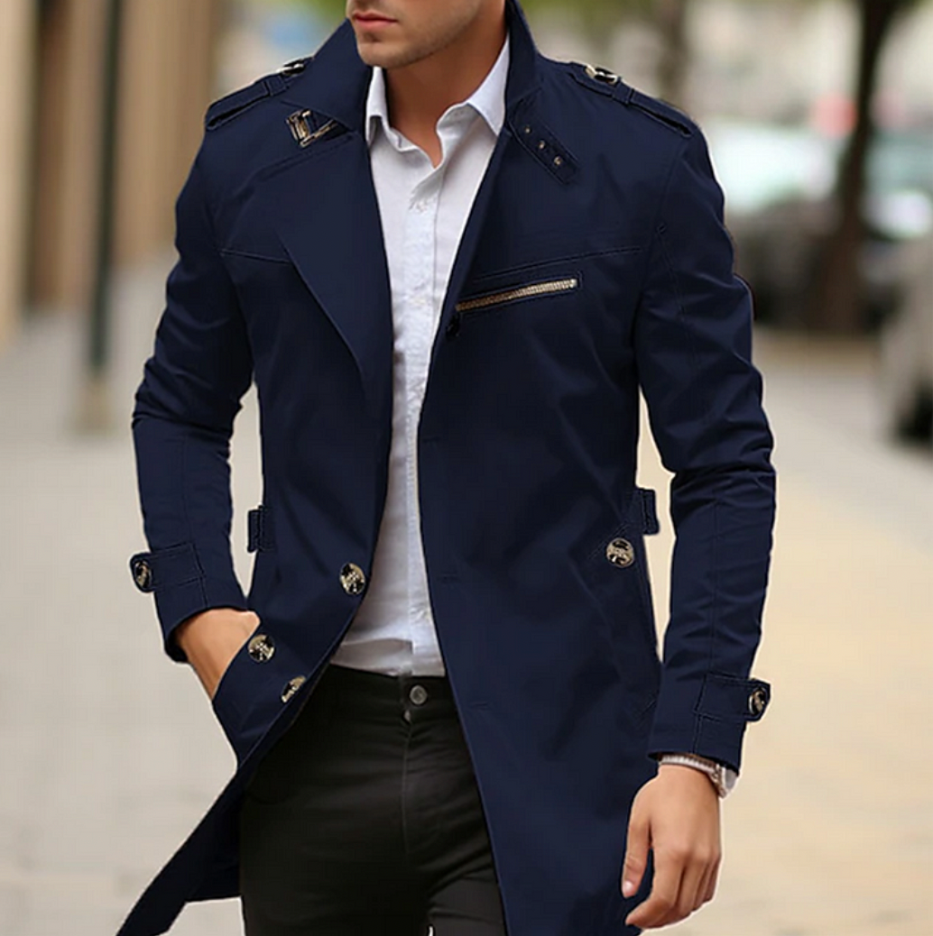 PrestigeCoat | Klassischer Trenchcoat für Eleganz | Herren Navy blue Decorique.de