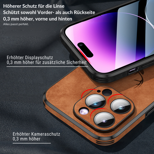 PrimeGuard | Leder iPhone Tasche - Luxuriöser stoßfester Schutz Decorique.de