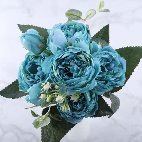 BlossomArt | 9-teilige Seiden-Kunst-Pfingstrosen Künstliche Blumen