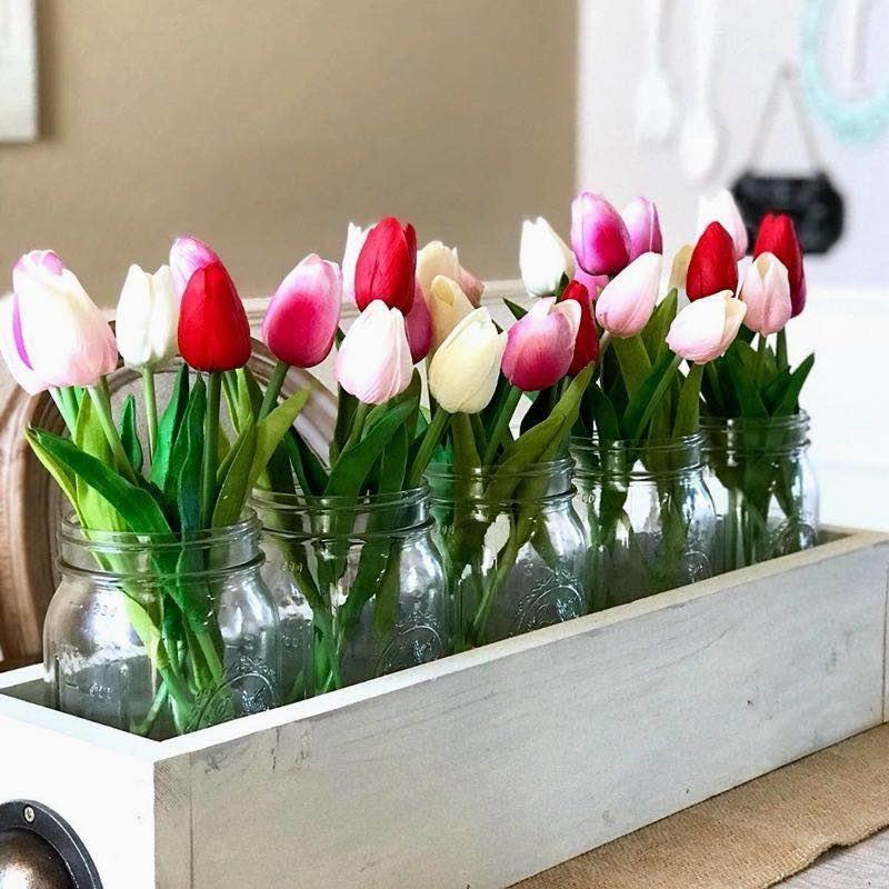 DecoTulip | 10-teilige künstliche Tulpen Blumen
