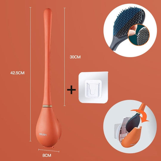PureBrush | Elegante WC-Bürste mit antibakteriellem Silikonkopf Orange Decorique.de