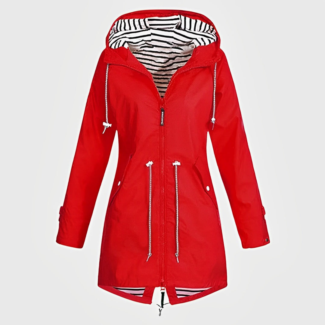 Rainelle | Stilvolle Lange Regenjacke für Damen Rot Decorique.de