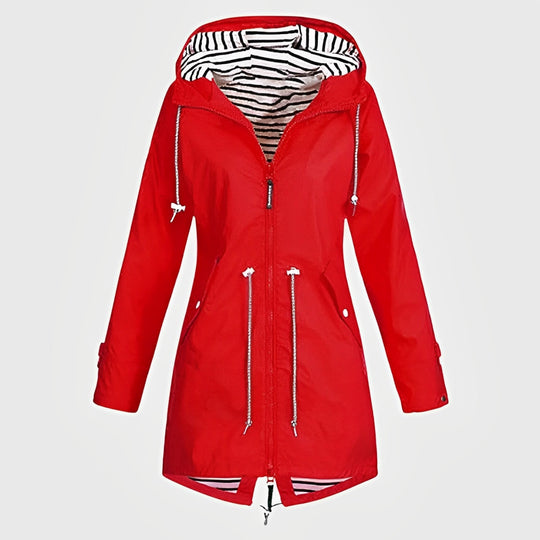 Rainelle | Stilvolle Lange Regenjacke für Damen Rot Decorique.de