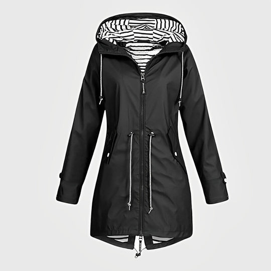Rainelle | Stilvolle Lange Regenjacke für Damen Schwarz Decorique.de