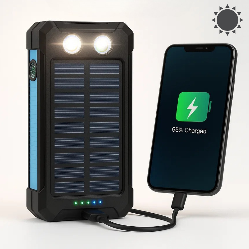 RayCharge | Solar-Powerbank mit 500.000mAh & Dual-USB Blau Decorique.de